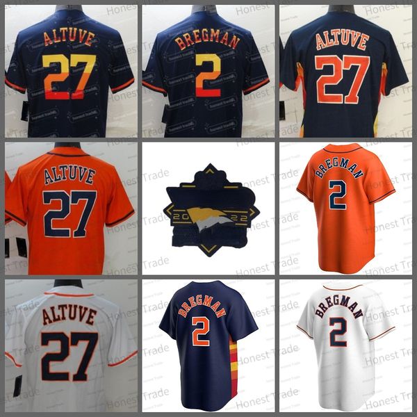 

2022 new 27 jose altuve baseball jersey 2 alex bregman orange blue white men 60th world series mens stiched jerseys, Blue;black