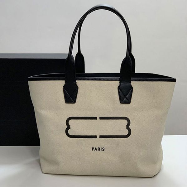 

canvas handbag large capacity tote bag fashion letter printed shoulder shopping bags plain style genuine leather patchwork women handbags in