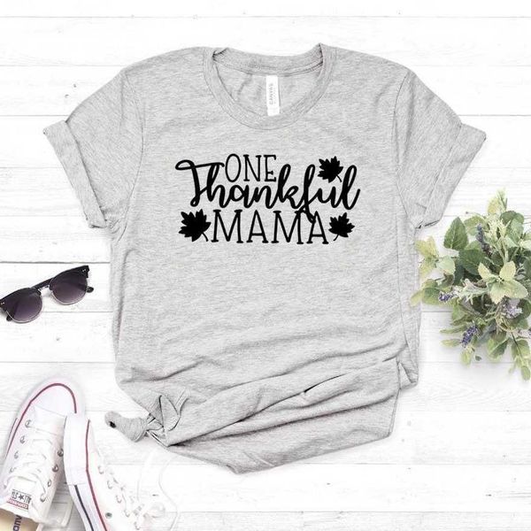 

one thankful mama tee print women casual funny t shirt for lady girl hipster, White
