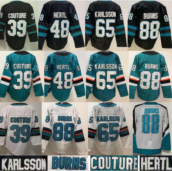 

jersey men reverse retro 88 brent burns''nhl''jersey 39 logan couture 48 tomas hertl 65 erik karlsson hockey green white, Black;red