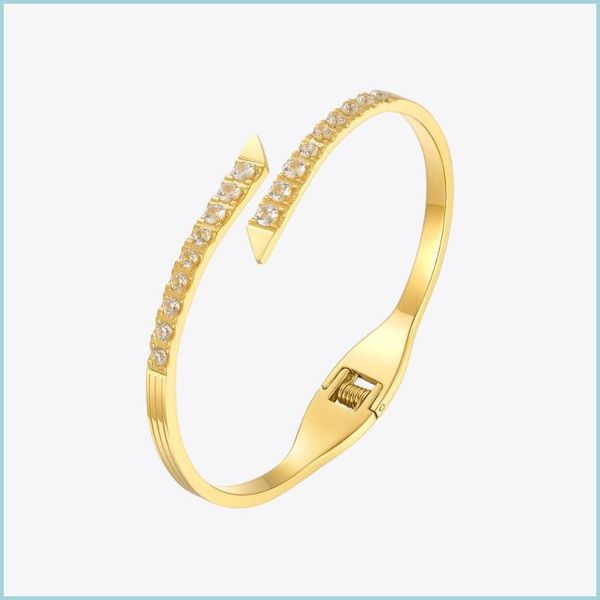 

bangle bangle shiny zircons bracelet for women gold color bangles party stainless steel fashion jewelry bransoletki damskie b212230b dhpuk, Black