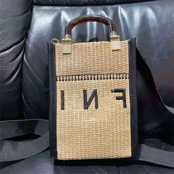 

new women's fashion mini lafite straw woven hand embroidered sling single shoulder diagonal bag