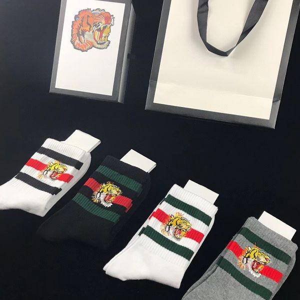 

designer men's cotton sport designer socks off tiger bee wolf head embroidery mid-high tube leisure sports hip hop black white luxury s