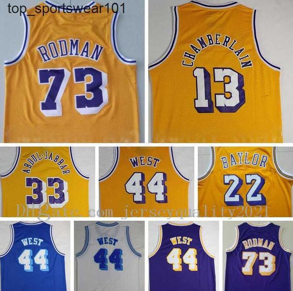 

college basketball wears men vintage basketball jersey jerry west 44 dennis rodman 73 wilt chamberlain 13 kareem abdul jabbar 33 elgin baylo, Black