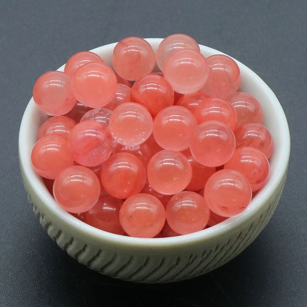 

natural 8/10/16/18/20mm cherry quartz non-porous-ball round loose gemstone crystal ball diy non-porous stone beads ball, Black