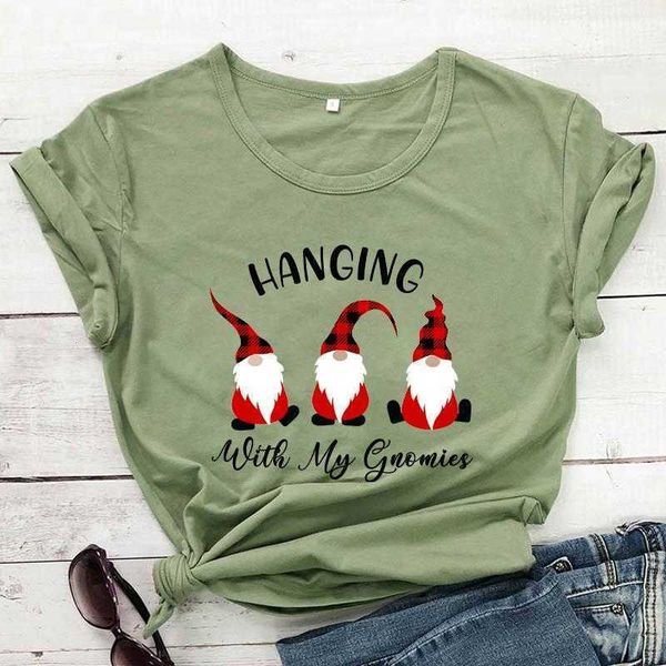 

hanging with my gnomies t-shirt cute buffalo plaid gnomes shirts merry, White
