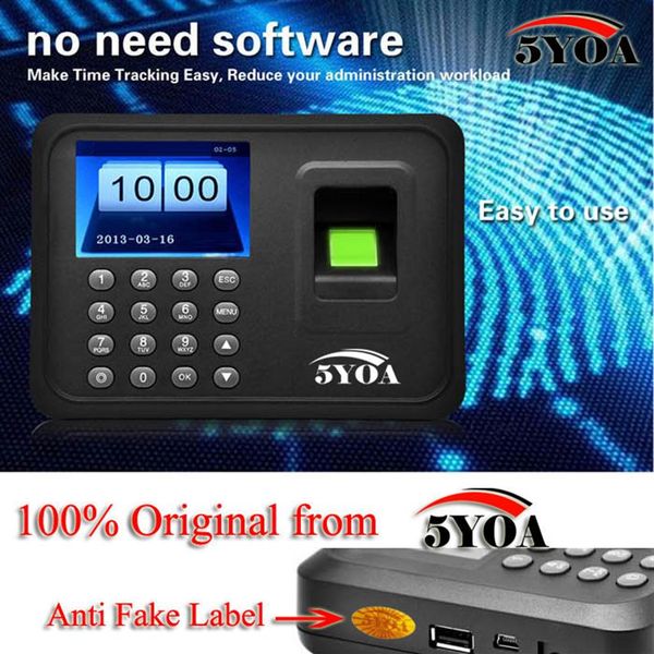 

biometric fingerprint time attendance clock recorder employee digital electronic english portuguese voice reader machine 5ya01270c