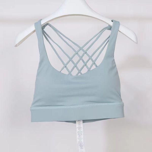 

bra ll straps shockproof yoga cross outfit running gym sport tank women widen hem push up workout fitness undershirt women crop hbth, White