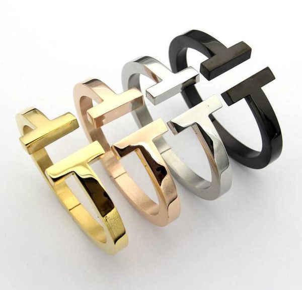 

luxury fashion women bangle stainless open cuffs thick wide band double t bangles bracelet mens jewlery silver rose gold black pul3371413
