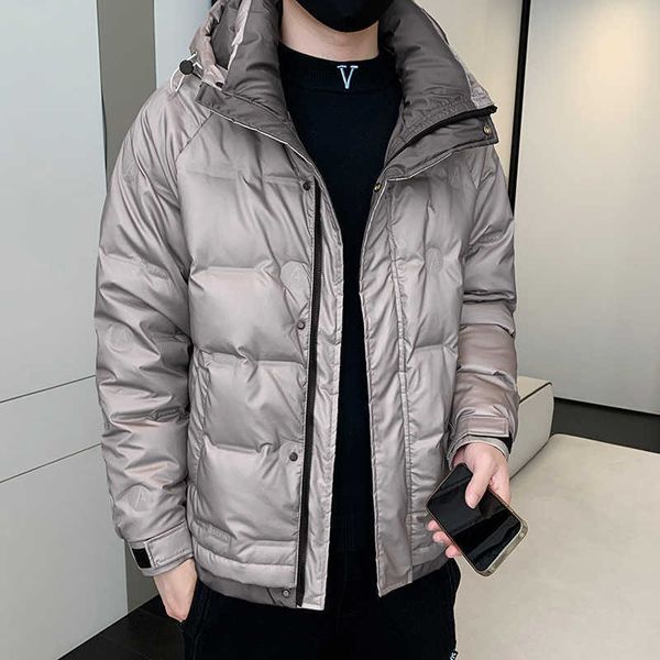 

dark gray black regular 2022 winter coat loose fashion letter hooded down jacket men's trend