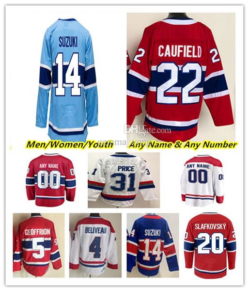 

custom juraj slafkovsky montreal hockey jerseys nick suzuki brendan gallagher cole caufield carey price kirby dach sean monahan josh, Black;red