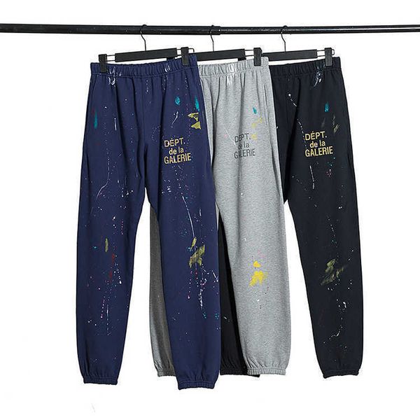 

mens gallerydepts pants brand ink splashing hand-painted graffiti high street pants loose casual leggings men and women, Black