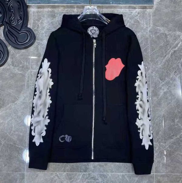 

fashion luxury mens jackets sweatshirts designer classic hoodies ch zipper hooded sweater cross pullover sanskrit hoodie casual men women c, Black;brown