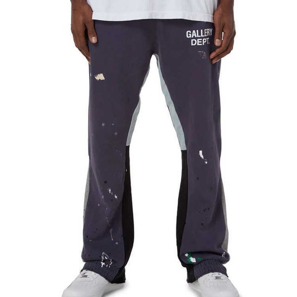

mens gallerydepts pants hand painted ink splashing high street letter splicing drawstring men's casual pants sports pants, Black