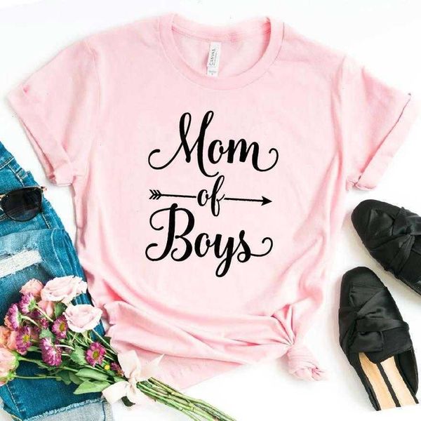 

mom of boys womens t shirt print women casual funny for lady girl tee hipster, White