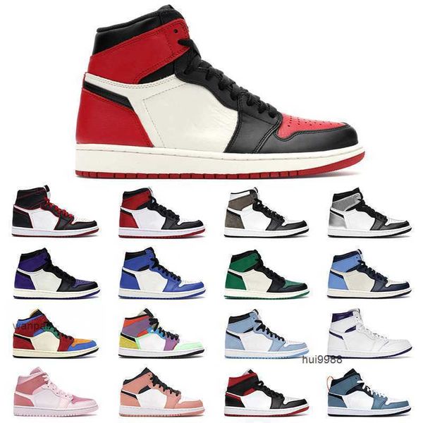 

baskeyball shoes hyper royal bred toe court purple pine green jumpman 1 1s sport sneakers mens trainer jordam, Black