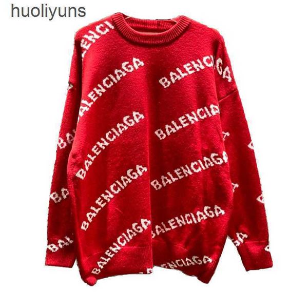 

men's loose designer couple sweaters neck balencaigass women's 2023 casual sweater round paris spring woolen letter knitwear fashi, White;black