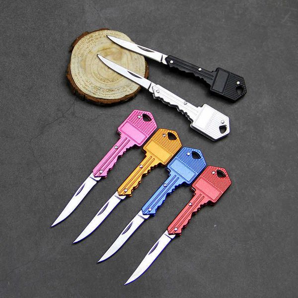 

stainless folding knife keychains mini pocket knives outdoor camping hunting tactical combat knifes tool 8 colors backpack decorative pendan, Silver