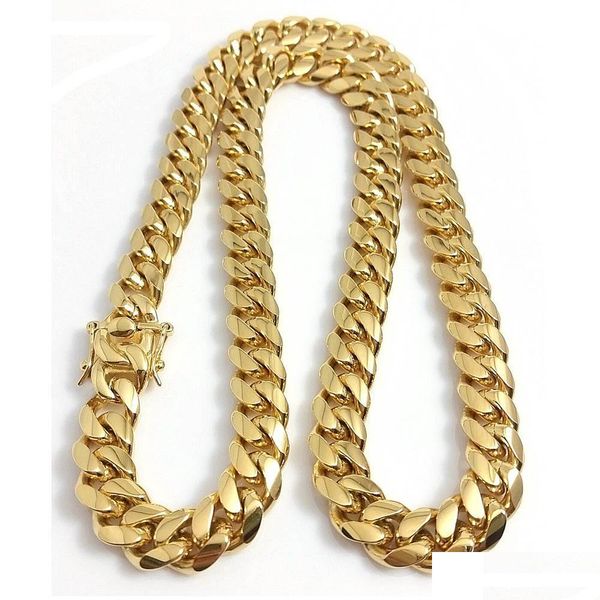 

chains gold miami cuban link chain necklace men hip hop stainless steel jewelry necklaces drop delivery 2022 pendants dh6a4, Silver