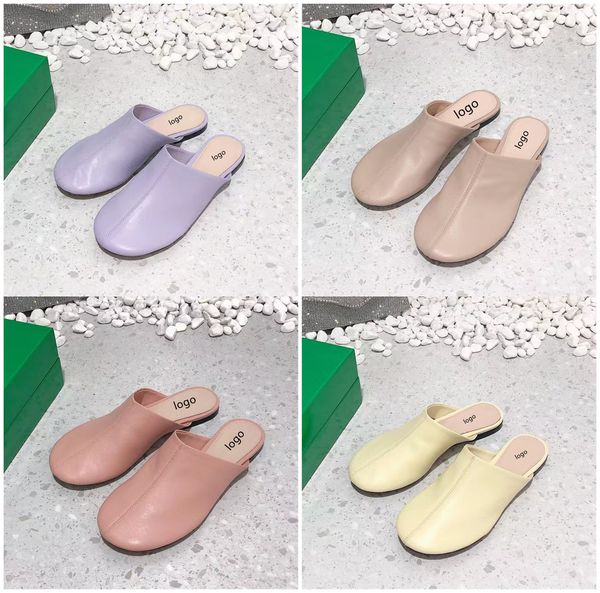 

2022 designer luxury design slippers genuine leather mule women's comfortable casual shoes beach prom party dress profession, Black