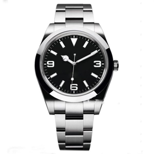 

new automatic mechanical mens sports watch black white number dial sapphire glass watches stainless steel explorer male wristwatch335m, Slivery;brown
