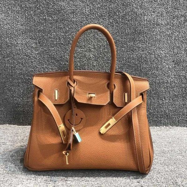 

designer handbags birkins bag togo cowhide versatile cowhide first layer women's portable one shoulder lock buckle medium and small ori