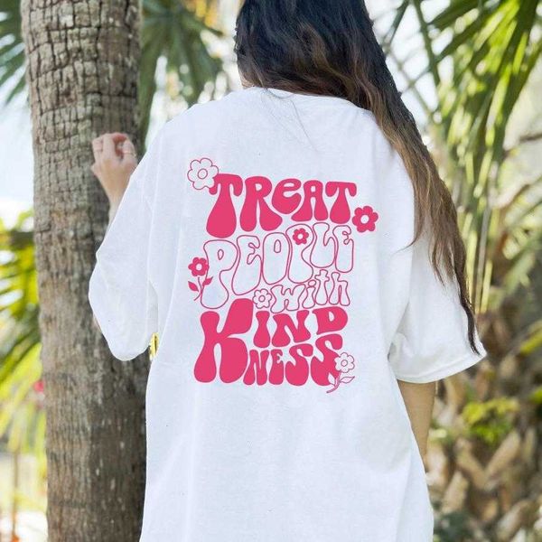 

colorful treat people t shirts with kindnesback printt-shirt positivity women, White