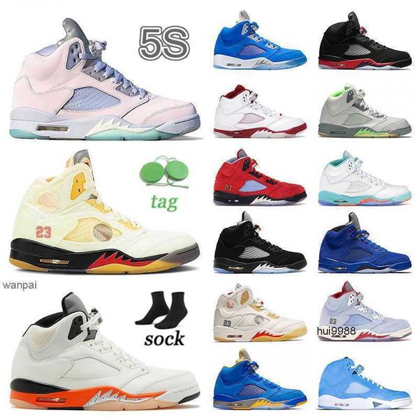 

2023 light colorway mens authentic jumpman 5 5s basketball shoes new womens easter concord metallic sliver white cement shattered backboar o, Black
