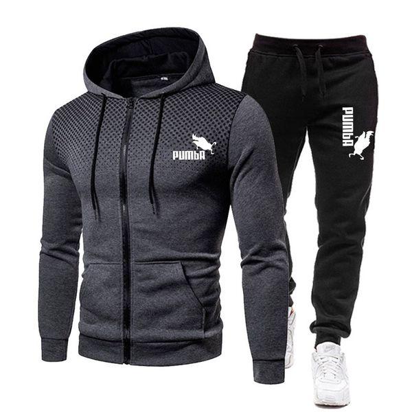 

Winter Men Suit Men's New Brand Sports Suits Printed Hoodie Sets Fleece Zip Sweatshirts Casual Sweatpants Autumn Sportswear, Blue