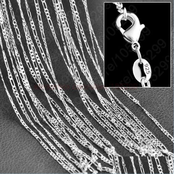 

chains 10pcs/lot 2mm figaro chain 925 sterling sier jewelry necklace chains with lobster clasps size 16 18 20 22 24 26 28 30 inch dr dhjit, Silver