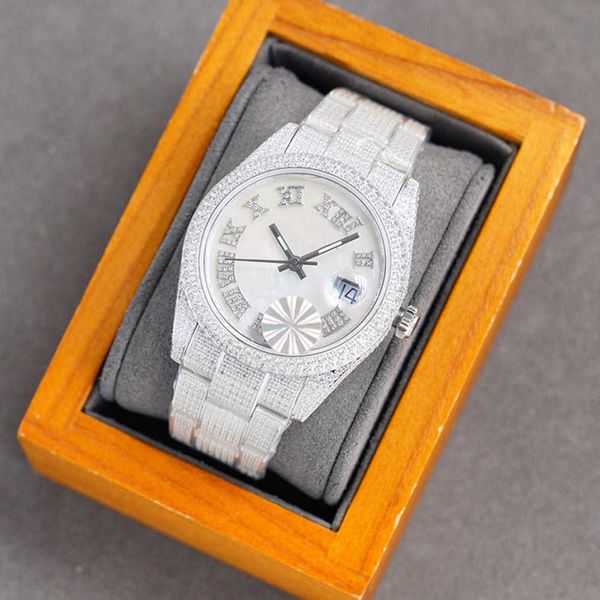

2023ymqz wristwatches diamond mens watch mechanical automatic watch sapphire 40mm strap diamond-studded steel ladi fashion wristwatch bracel, Slivery;brown