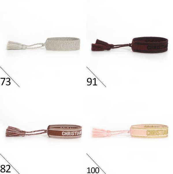 

classic women's luxury bracelets designer brand bangle d jewelry embroidered word woven bracelet letter rope fashion tassel girl men co, Black