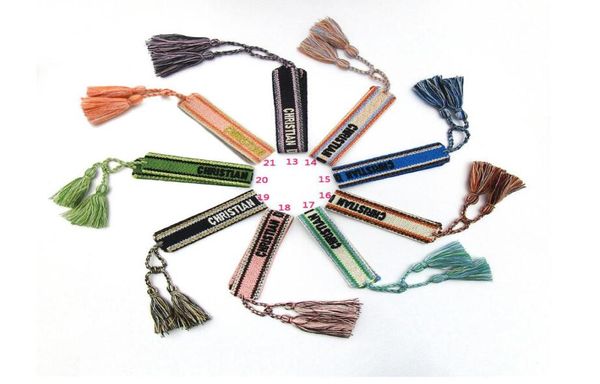 

luxury style strand rope material woven bracelet with sewing words and tassel hand strap brand jewelry for women gift 7z662069040, Golden;silver