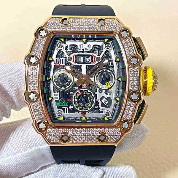 

superclone luxury mens mechanics watch richa milles inlaid mechanical men's fully automatic imported movement barrel full star, Slivery;brown