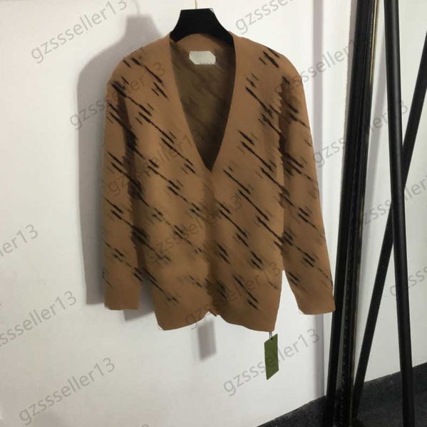 

cardigan women sweater jacquard letter v neck long sleeve knitted cardigans single button front standard wool knitwear fashion brand womens, White;black