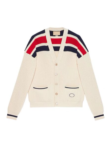 

22ss big element men's and women's tees knitwear cardigan new long sleeve v-neck ivory classic letter pattern casual loose fit ver, White