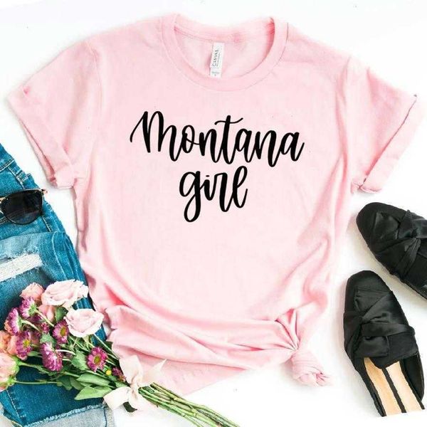 

montana girl print women hipster funny t-shirt lady yong tee drop ship, White