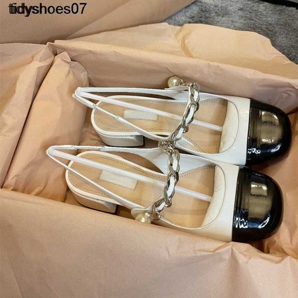 

designer wrapped miu sandals with source women's head color block same style m family mary jane high heels leather thick heels women&#0, Black