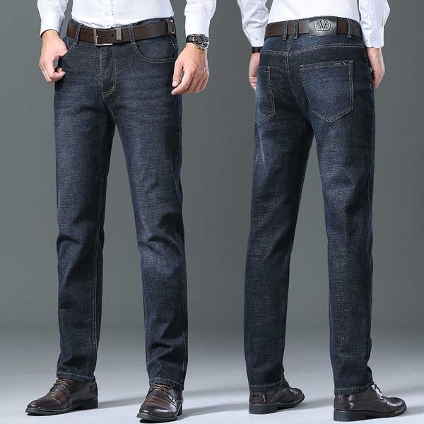 

straight jeans men's trousers fall thin casual large spring and autumn, Blue
