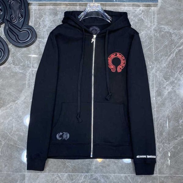 

classic mens luxury sweatshirts fashion designer women jackets hoodies sanskrit sweater zipper hooded cross pullover hoodie casual coat swe, Black