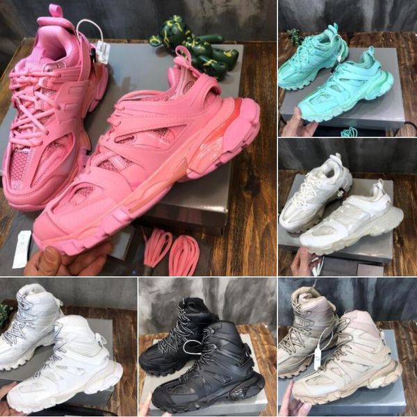 

3.0 track sneakers designer trainer shoes platform trainers shoe men women triple white black leather nylon printed 3 t.s. gomma ship within