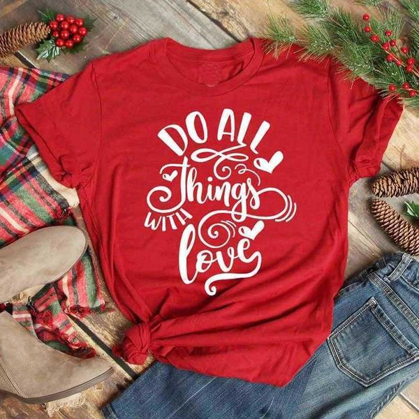 

do all things t shirt love t-shirt casual women religious christian church, White
