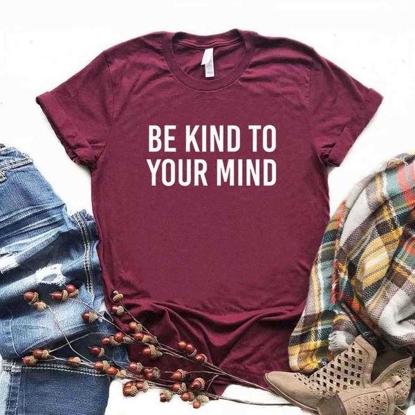 

be kind to your mind womens t shirt print tshirts casual funny for lady tee, White