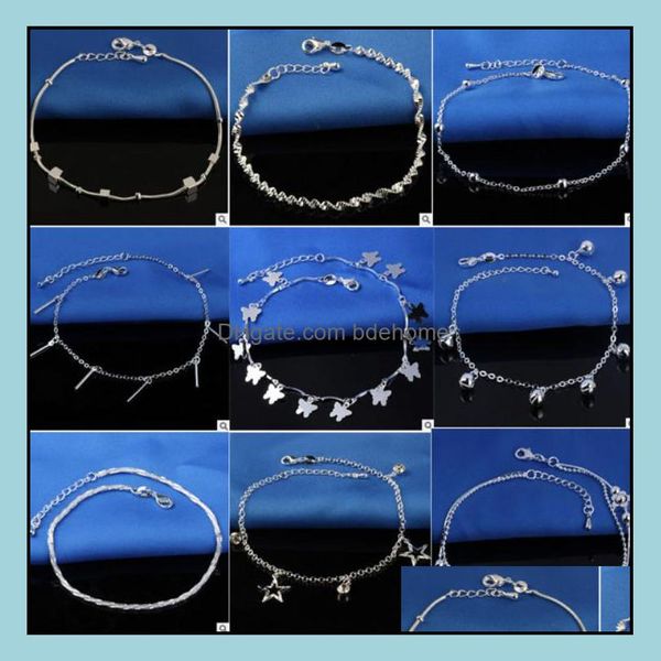 

anklets jewelry 925 sterling sliver ankle for women foot inlaid zircon anklets bracelet drop delivery 2021 hxltk 2022 otd8c, Red;blue