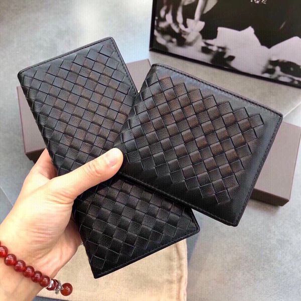 

fashion men designer wallet black knitting holders women clutch bags long short leather purses luxury card holder mens cardholder, Red;black