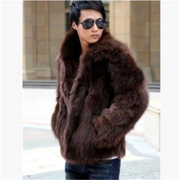 

men's fur faux fur men's faux fur coat korean fashion slim clothing winter brown fluffy warm coat plus size xxxl 4xl casual male t, Black