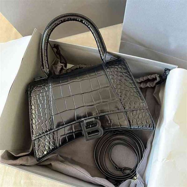 

handbags designer balencaige hourglass bags bag high version leather women's single shoulder diagonal cross crocodile