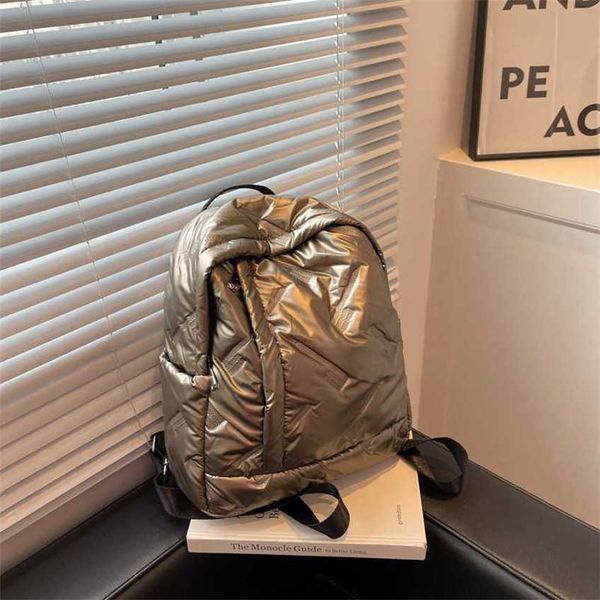 

backpack new style padded clothes women's 2022 autumn space down cotton bag high volume youth backpack