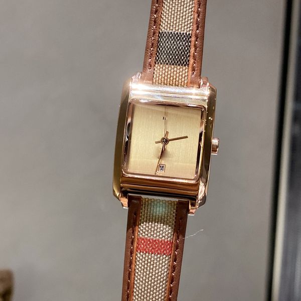 

women's fashion designer watch quartz movement plaid cow leather strap 316l refined steel watches, Slivery;brown