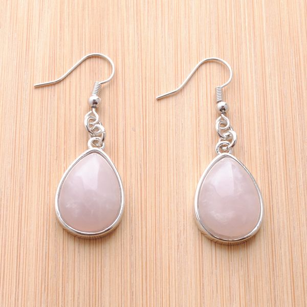 

women dangle & chandelier earrings natural rose quartzs gem stone teardrop bead reiki healing earrings bohemian jewelry r3178, Silver